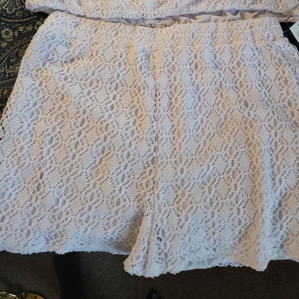 Women white eyelet shorts